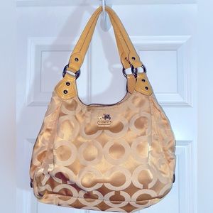 Coach signature shoulder bag, Great used condition. See photos for imperfections